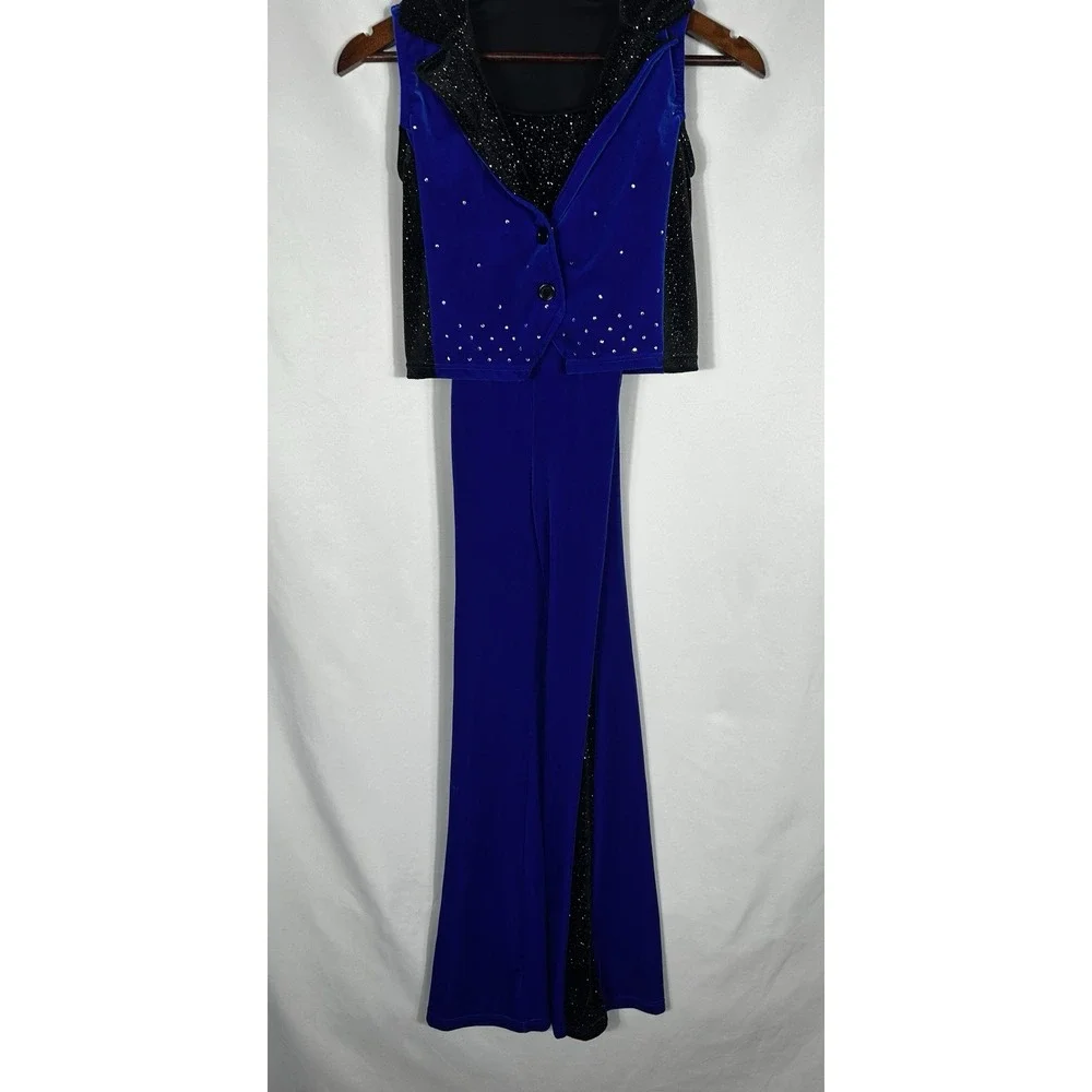 Weissman Showtime Die With A Smile 18232 Dance Costume Blue  Velvet Pantsuit MC